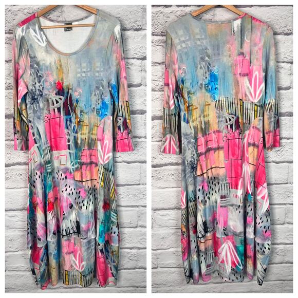 SIMPLY ART DOLCEZZA Women's S The Best Things In Life Abstract Art Midi Dress‎ - Picture 12 of 12